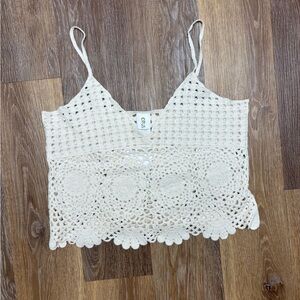 Citrus Crochet Knit Cream Camisole Top